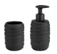 WENKO ILLANA Accessoire Set, Schwarz, Zahnputzbecher, Seifenspender, Keramik