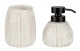 WENKO PASCOLI Accessoire Set, Weiß/Gold, Zahnputzbecher, Seifenspender, Keramik