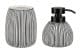 WENKO PASCOLI Accessoire Set, Weiß/Schwarz, Zahnputzbecher, Seifenspender, Keramik