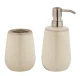 WENKO SIRMIONE Accessoire Set, Beige, Zahnputzbecher, Seifenspender, Keramik