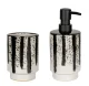WENKO SUBIZA Accessoire Set, Weiß/Schwarz, Zahnputzbecher, Seifenspender, Keramik