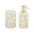 WENKO TERRALBA Accessoire Set, Weiß/Gold, Zahnputzbecher, Seifenspender, Keramik
