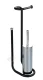 WENKO UNIVERSALO Toilettenpapierhalter, Schwarz, mit WC-Garnitur, stehend